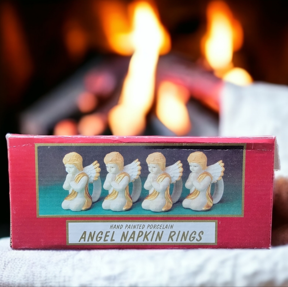 World Bazaars‎ Porcelain Bisque Angel Napkin Holders (Set of 4)